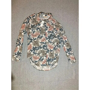 Womens Loft NWT Button Up Shirt Size Small Casual Paisley Print Pink Blue